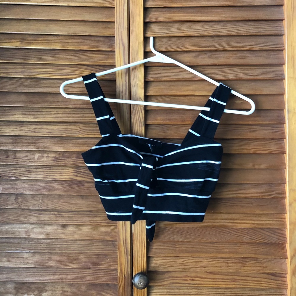 Stripe crop top cami with tie in front